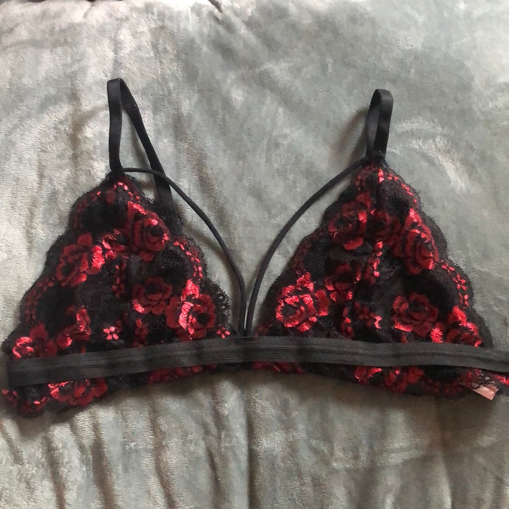 Sexy Black and Red Lace Bralette